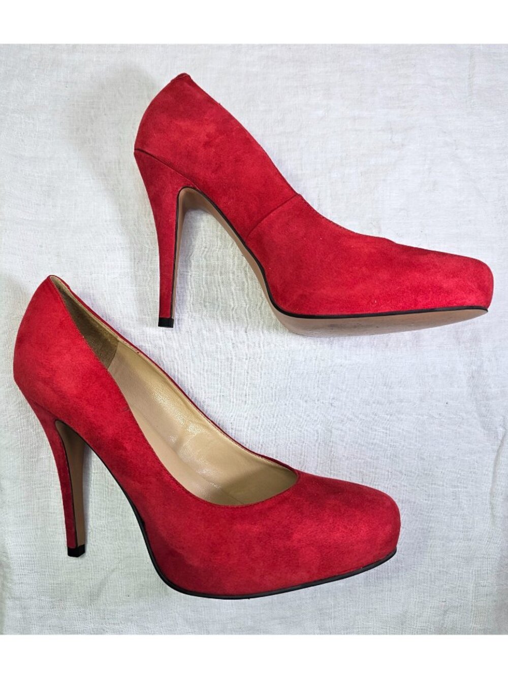 Talbots Skyla2 8W Suede 4.25” Stiletto Hidden Platform Pumps Heels Scarlet Red